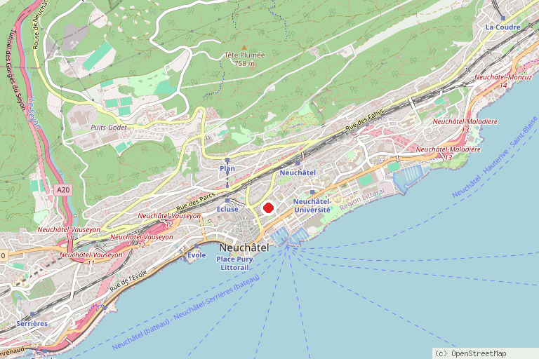 Karte mit der Lage von NIFFF Neuchâtel