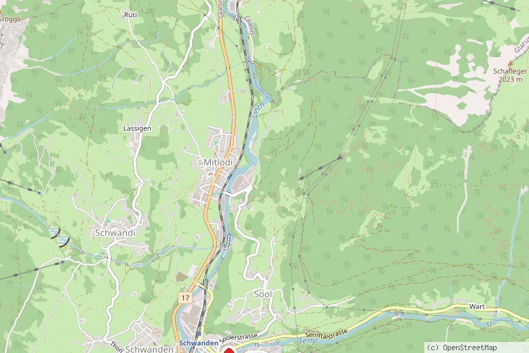 Karte mit der Lage von Fabriktheater Schwanden