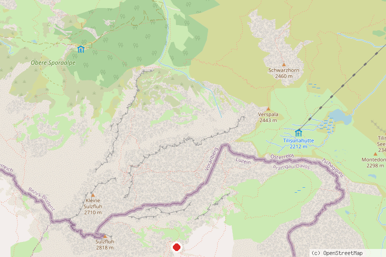 Karte mit der Lage von Familien-Klettersteig Partnunblick
