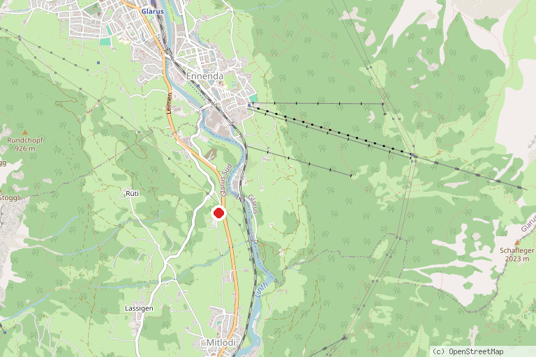 Karte mit der Lage von Minigolf Horgenberg Mitlödi