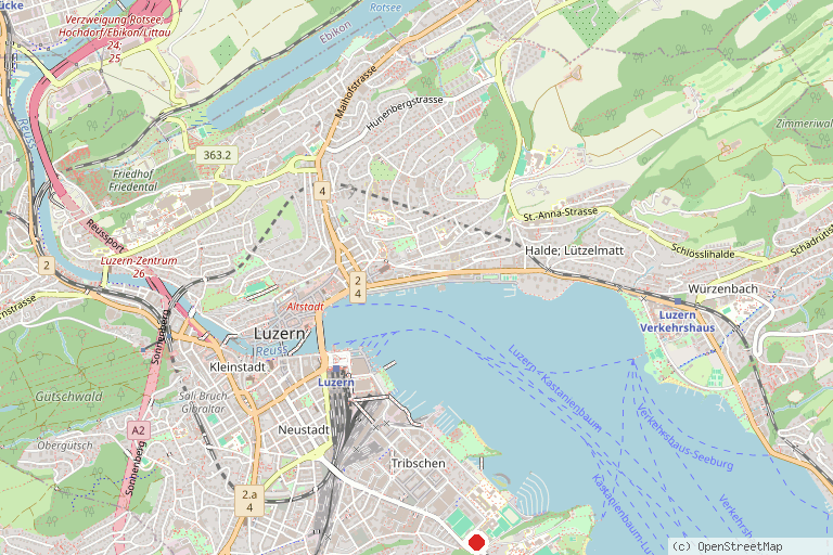 Karte mit der Lage von Regionales Eiszentrum Luzern