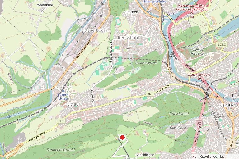 Karte mit der Lage von Zwergenweg auf dem Sonnenberg