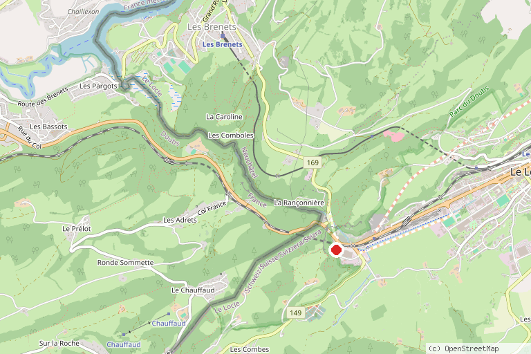 Karte mit der Lage von Höhlenmühlen von Le Locle (Anlage)