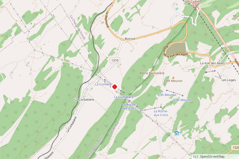 Karte mit der Lage von Téléskis de La Corbatière - La Roche-aux-Crocs
