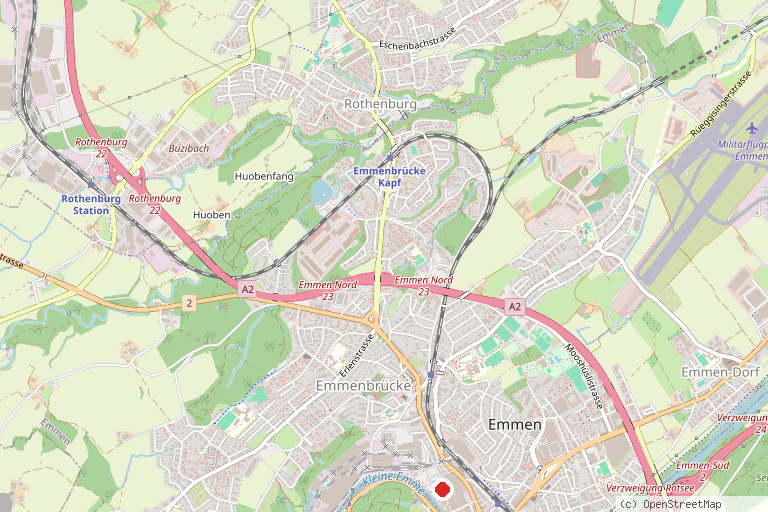 Karte mit der Lage von Viscosistadt Emmenbrücke