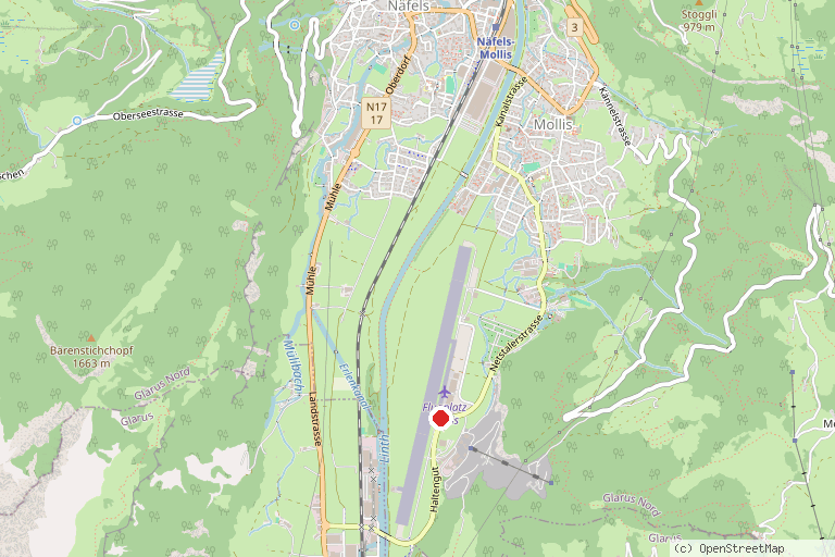 Karte mit der Lage von Mollis Airport