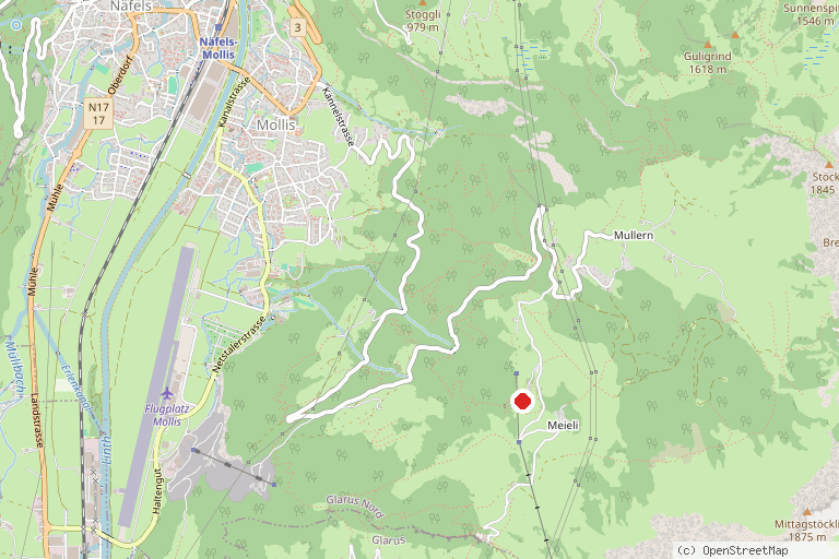 Karte mit der Lage von Skilift Schilt Mollis