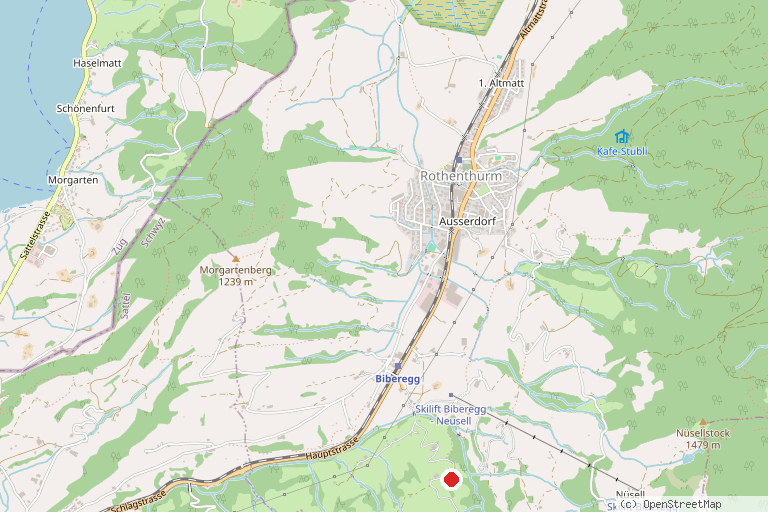 Karte mit der Lage von Skigebiet Neusell Rothenthurm