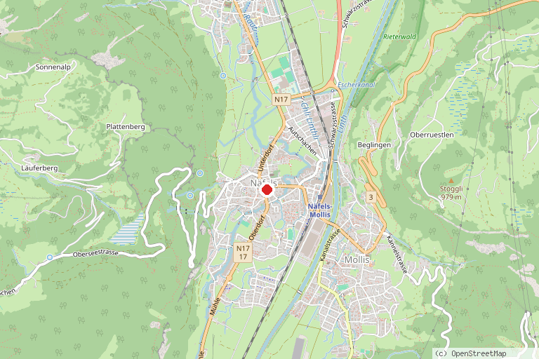Karte mit der Lage von Museum des Landes Glarus