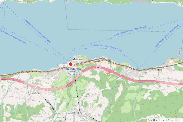 Karte mit der Lage von Schifffahrt Walensee