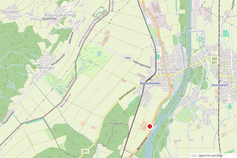 Karte mit der Lage von Barfussweg Berchtoldshof Bätterkinden