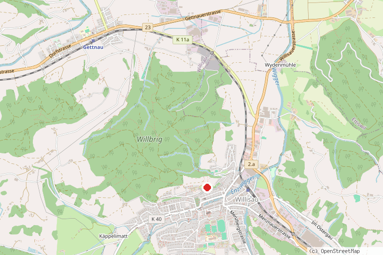 Karte mit der Lage von Hirschpark Willisau