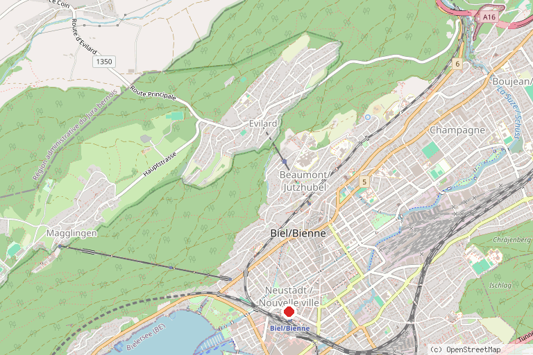 Karte mit der Lage von Biel/Bienne