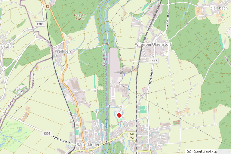 Karte mit der Lage von Schloss Landshut
