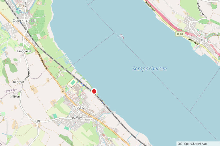 Karte mit der Lage von Strandbad Nottwil