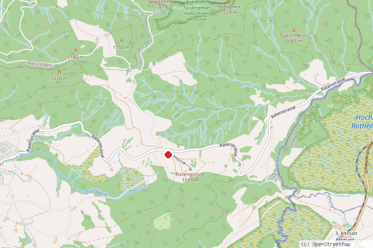 Karte mit der Lage von Skilift Raten Oberägeri