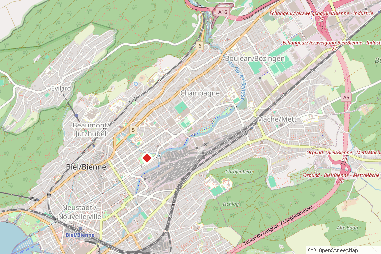 Karte mit der Lage von Stadtpark Biel