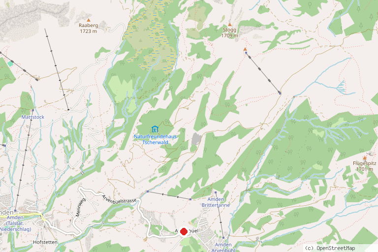 Karte mit der Lage von Langlaufloipe Amden-Arvenbüel