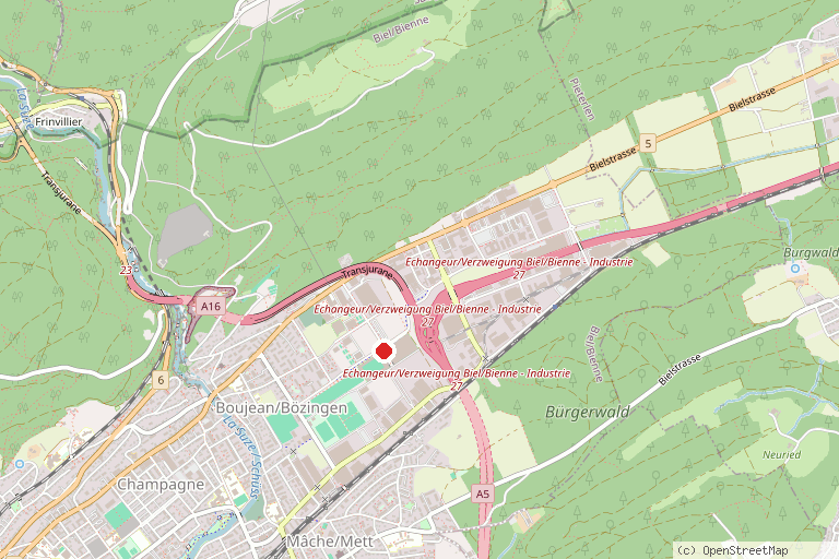 Karte mit der Lage von JoyPark Biel