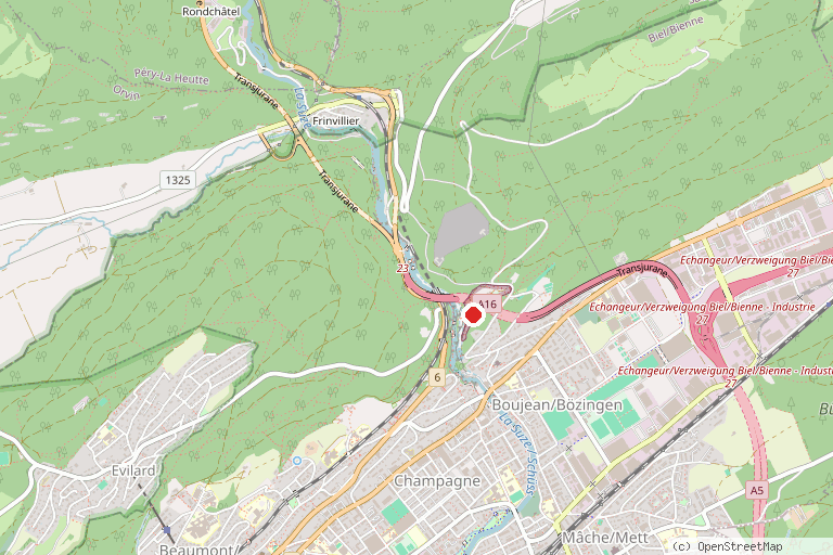 Karte mit der Lage von Tierpark Bözingenberg