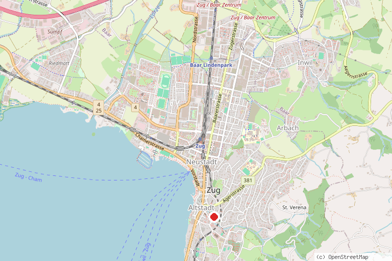 Karte mit der Lage von Kunsthaus Zug