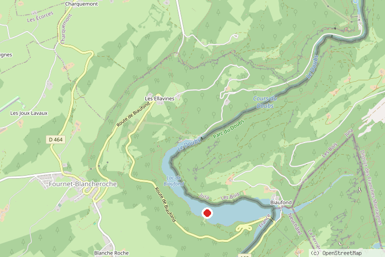 Karte mit der Lage von Lac de Biaufond