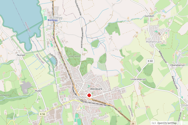 Karte mit der Lage von Adolph-Kolping-Besinnungsweg Hochdorf–Baldegg