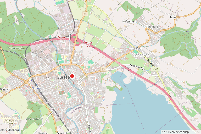 Karte mit der Lage von Altstadt Sursee