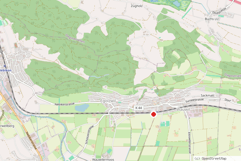 Karte mit der Lage von Pfahlbausiedlung Wauwil
