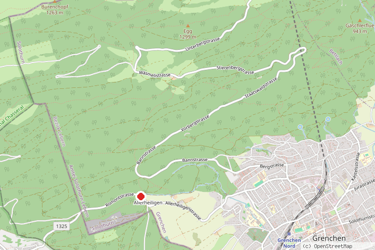 Karte mit der Lage von Zurich vitaparcours Grenchen