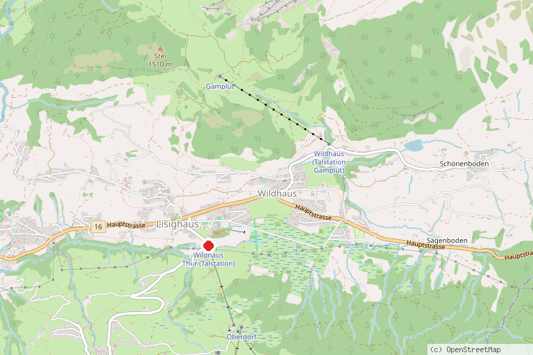 Karte mit der Lage von Toggenburger Höhenweg