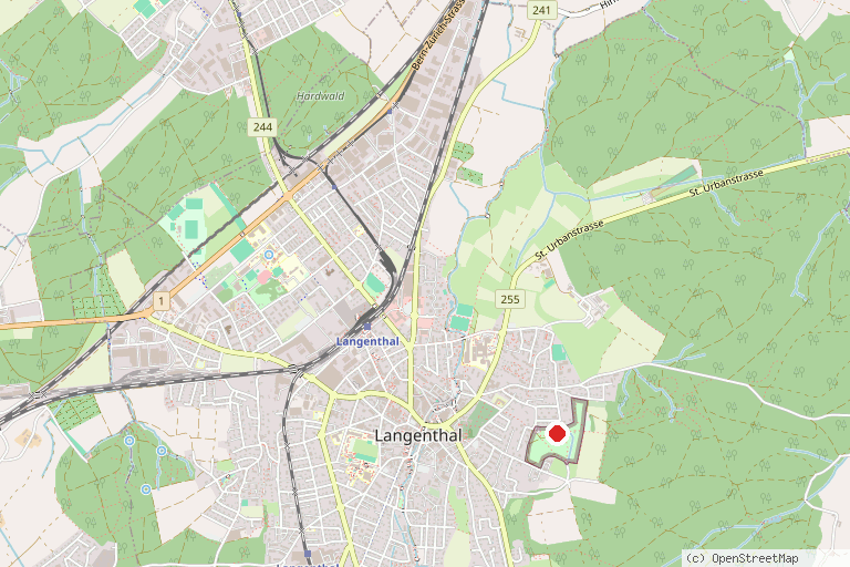 Karte mit der Lage von Tierpark Langenthal