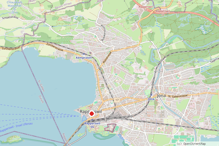 Karte mit der Lage von Schloss Rapperswil
