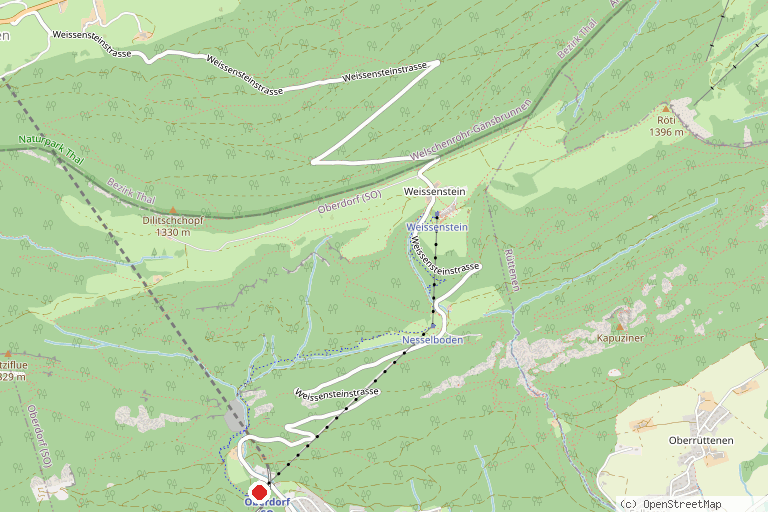 Karte mit der Lage von Planetenweg Weissenstein