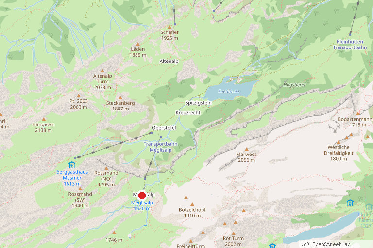 Karte mit der Lage von Berggasthaus Meglisalp