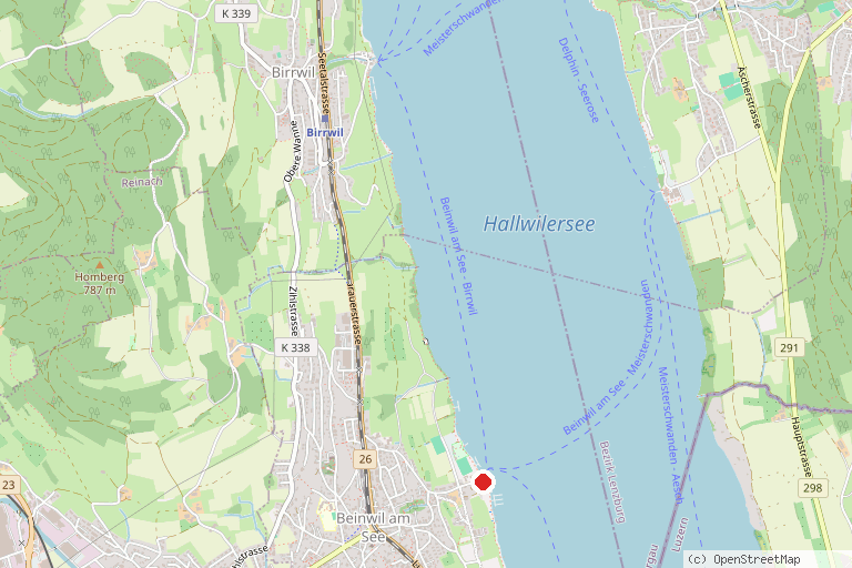 Karte mit der Lage von Bootsvermietung Männich am Hallwilersee