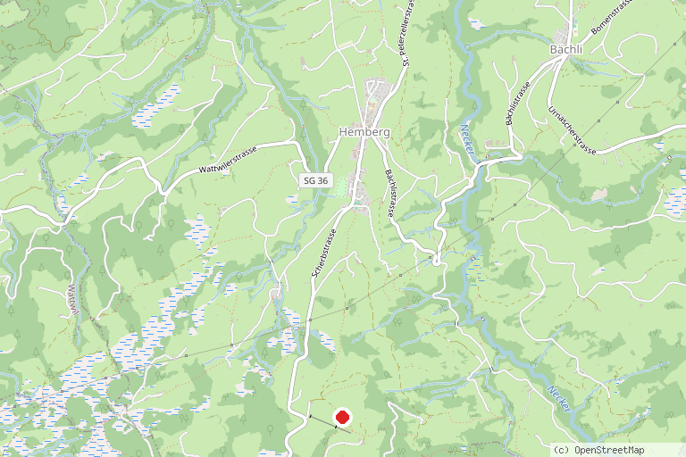 Karte mit der Lage von Skilift Hemberg
