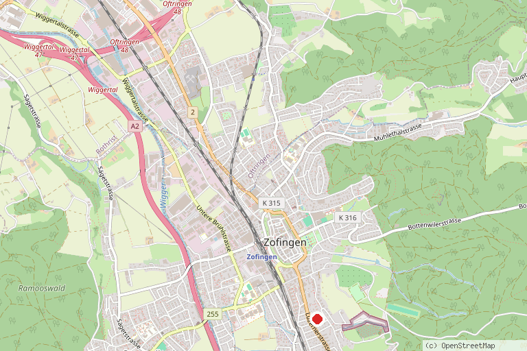 Karte mit der Lage von Römische Mosaikböden Zofingen