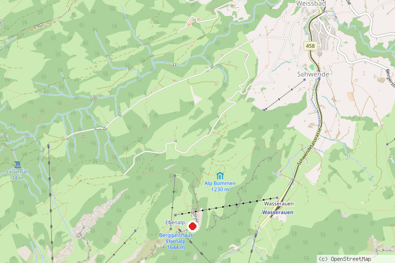 Karte mit der Lage von Berggasthaus Aescher-Wildkirchli
