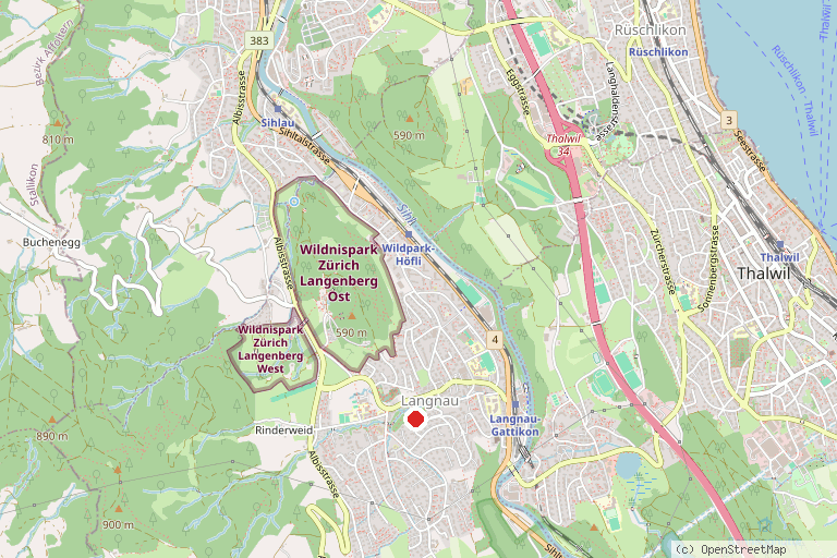 Karte mit der Lage von Wildnispark Langenberg