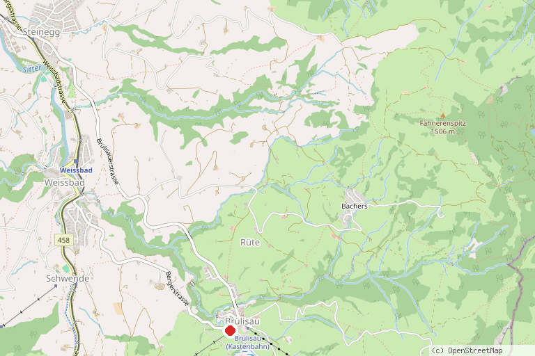 Karte mit der Lage von Skilift Brülisau-Leugangen
