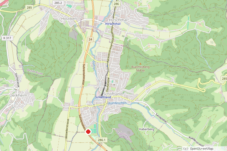 Karte mit der Lage von Pumptrack 5040 Schöftland
