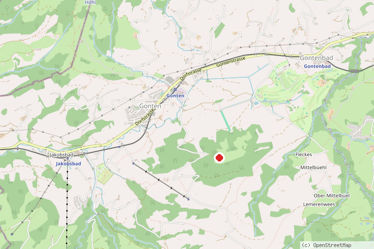 Karte mit der Lage von Barfussweg Gonten