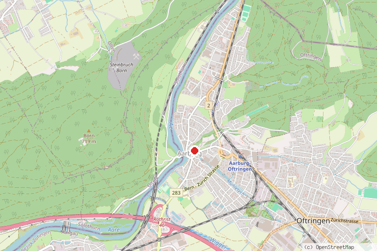 Karte mit der Lage von Festung Aarburg