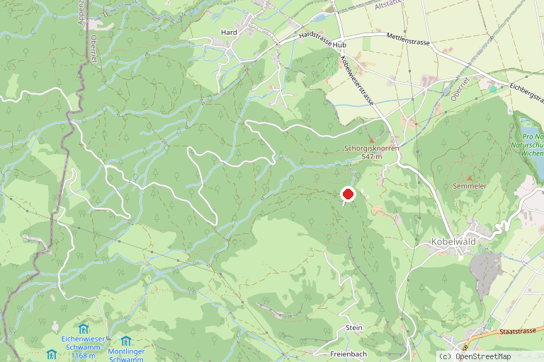 Karte mit der Lage von Kristallhöhle Kobelwald