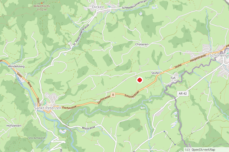 Karte mit der Lage von Sternwarte Toggenburg