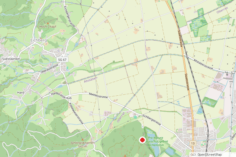 Karte mit der Lage von Burgruine Wichenstein