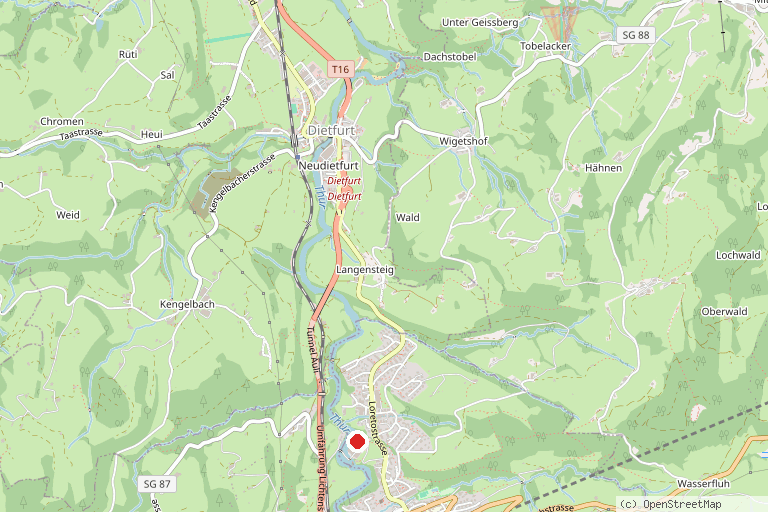 Karte mit der Lage von Erlebniswelt Toggenburg
