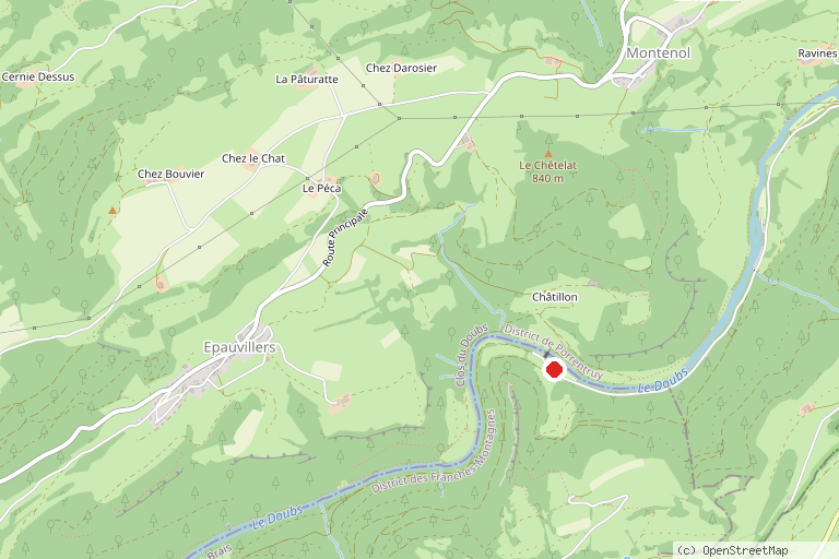 Karte mit der Lage von Centre de vacances Tariche am Doubs