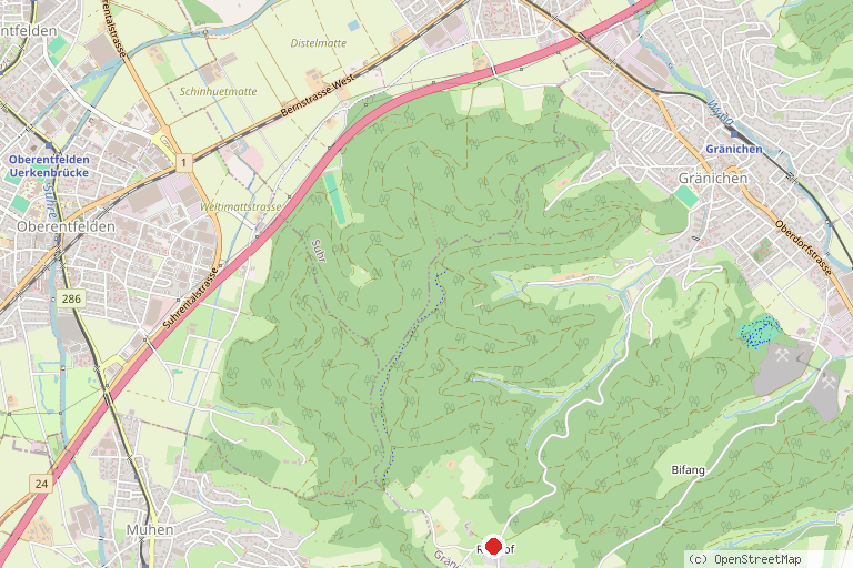 Karte mit der Lage von Rütihof Gränichen